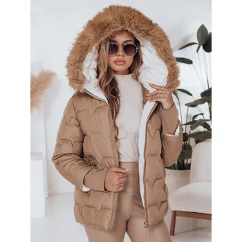 Dámské oblečení Dámská zimní bunda SNOWMISS s kapucí Dstreet TY4999 Barva: Béžová, Velikost: S