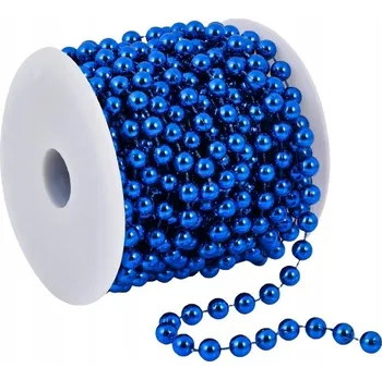 Vánoční dekorace ŘETĚZ NA VÁNOČNÍ STROMEK MODRÝ DEKORACE KORÁLKY GIRLANDA KORÁLKOVÁ CÍVKA 10M