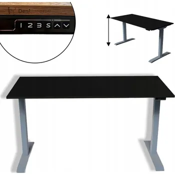Psací stůl Elektricky Nastavitelné Psací Stůl - Universe Grey s Černou Deskou