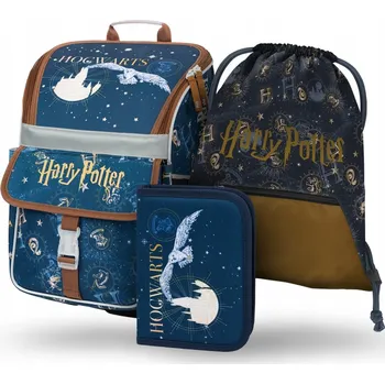 Školní batoh Školní batoh vícekomorový Harry Potter Presco modrý, odstíny hnědé a béžové 18 l