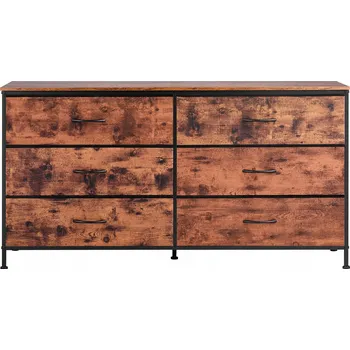 Komoda SucceBuy Komoda 130x39x69 CM se 6 zásuvkami Pevná a odolná Rustikální hnědá