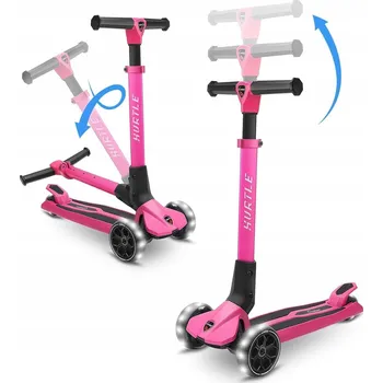 Koloběžka Tříkolová koloběžka pro děti s LED světly, růžová - HURTLE