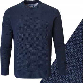 Pánský svetr Pako Jeans svetr Teplý elegantní pánský svetr s hustou vazbou modrý kulatý velikost L