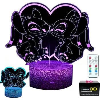 Lampička 3D akrylová LED lampa Noční lampa Stitch + PILOT 16 BAREV