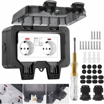 Elektrická zásuvka VENKOVNÍ ZAHRADNÍ ELEKTRICKÁ ZÁSUVKA VODOTĚSNÁ UTĚSNĚNÁ IP66