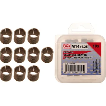 Závitořezný nástroj BGS 1959-6, Sada náhradních závitových vložek | M14 x 1,25 | 10dílná