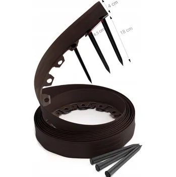 Zahradní obrubník Zahradní lem trávníku z plast 20 m hnědý 4 cm + kotvy