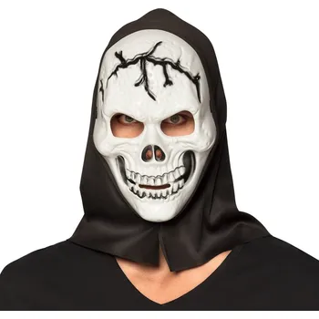 Karnevalový kostým Maska na obličej Boland Lebka s kapucí černo-bílá