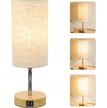 Lampička ELEGANCKA LAMPA BIURKOWA LED E27 DOTYKOVÁ 3-ÚROVŇOVÁ 2 NABÍJECÍ PORTY