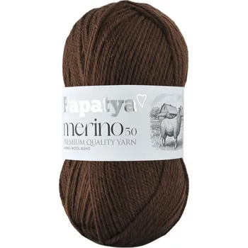 Příze Papatya Merino 50, 9080, hnědá