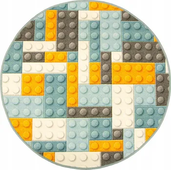 Koberec KOBEREC KULATÝ PRO DĚTI DĚTSKÝ KOSTKY PASTELOVÉ BARVY NA FILCU prům. 100 cm