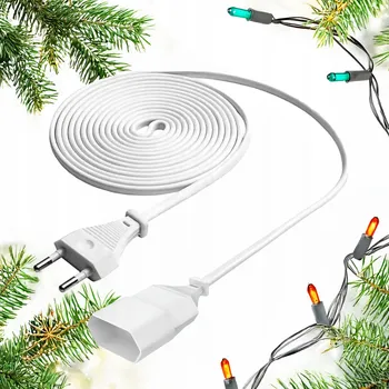 Napájecí kabel PRODLUŽOVACÍ KABEL K VÁNOČNÍMU OSVĚTLENÍ 5M JEDNOTLIVÝ PLOCHÁ ZÁSTRČKA ZÁSUVKA