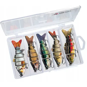 Umělá nástraha Sada na spinning 5x wobler lámací + Krabička Mikado