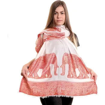 Šátek Šátek se slony bílý s oranžovým vzorem Barva: Žlutá