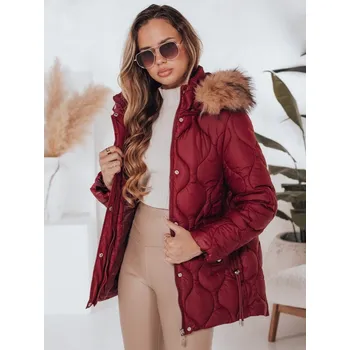 Dámská zimní bunda s kapucí a kožíškem LUMORE Dstreet TY4723 Barva: Červená, Velikost: L