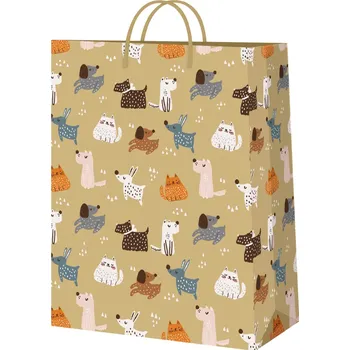 Party dekorace Dárková taška malá - Pejsci a kočičky (17,8 × 9,8 × 22,9 cm)
