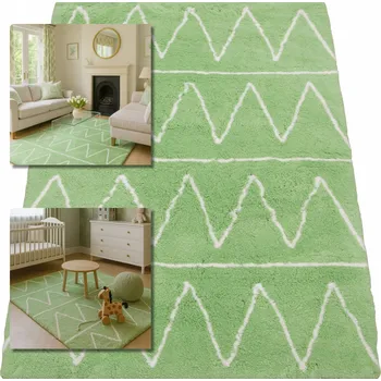 Koberec ZELENÝ KOBEREC DO OBÝVÁKU SHAGGY CHLUPATÝ KOBEREC DO LOŽNICE VELVET 80x150