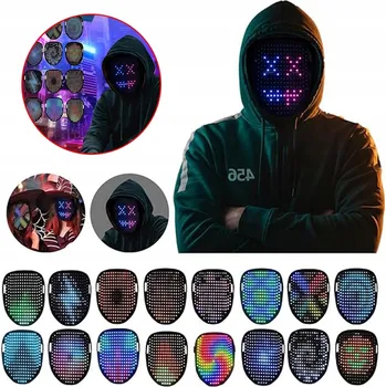 Maska na obličej MASKA LED NA HALLOWEEN ŚWIECĄCA RGB fialová