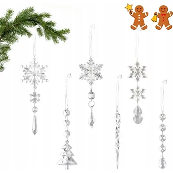 Vánoční dekorace Vánoční ozdoby akrylové vločky sněhu křišťálové přívěsky 26 Kusů