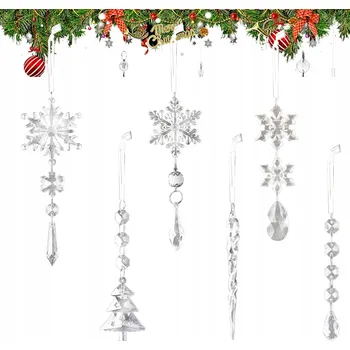Vánoční dekorace Rampouchy na vánoční stromeček 26 kusů k dekoraci imitace ledu, ozdoby a vánoční baňky