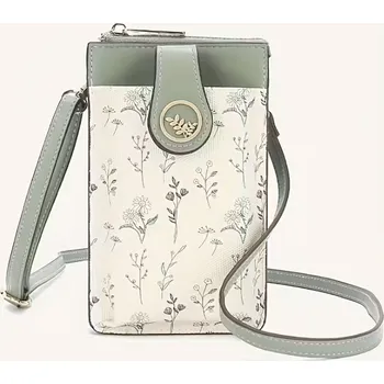 Dámská malá crossbody kabelka na mobil s květinovým vzorem Barva: Zelená
