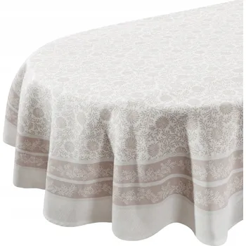 ubrus Oválný ubrus 140x220 cm béžový s jemným vzorem větviček