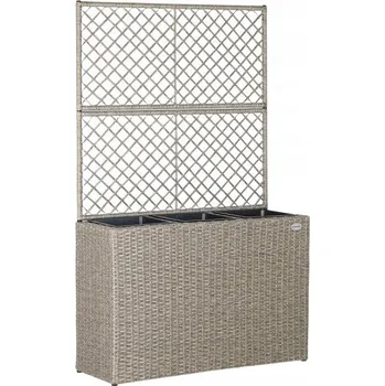 Květináč Stojan na květiny z polyratanu, květináč 3x květináč vložky, krémová barva