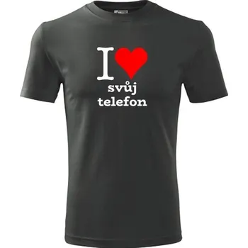 Grafitové tričko I love svůj telefon - barva antracit - velikost XL