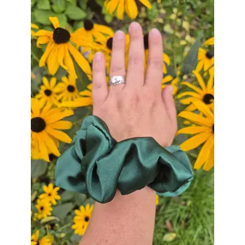 Saténová scrunchie s kapsičkou - dámská Barva: Tmavě zelená