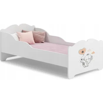 Dětská postel Dětská postel ANNA bílá pro holčičku s grafikou slon 160x80 včetně matrace
