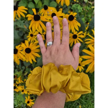 Bavlněná saténová scrunchie s kapsičkou - dámská Barva: Hořčicová