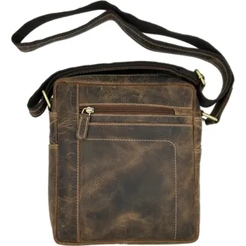 Kožená pánská taška přes rameno střední světle hnědá se zipem 807