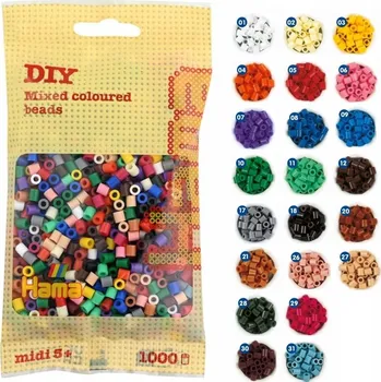 Dětské navlékací korálky Barevné korálky Hama Midi, mix 1000 ks, 67 207-67