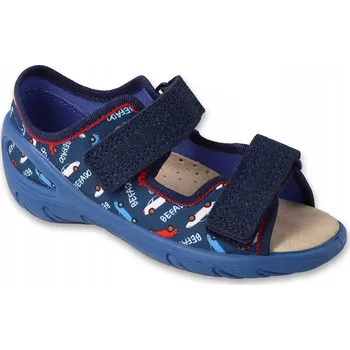 Dívčí bačkory Befado dětské papuče na suchý zip modré, velikost 28