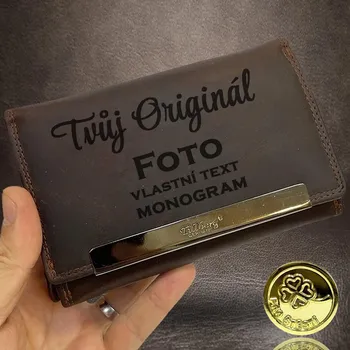 Peněženka Tvujoriginal Tmavě hnědá kožená peněženka TILLBERG LEATHER s RFID a vlastním motivem Hnědá