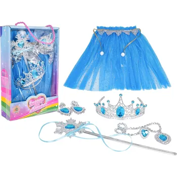 Karnevalový kostým Sada malé princezny s modrým pláštěm a doplňky