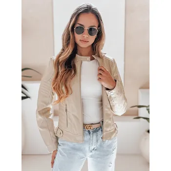 Dámská kožená bunda ROCKMISS Dstreet TY4965 Barva: Béžová, Velikost: S
