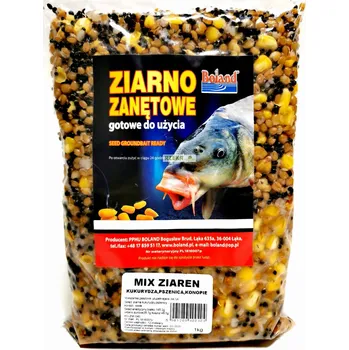 Návnadová surovina Boland Směs zrn 1kg (kukuřice, konopí, pšenice)