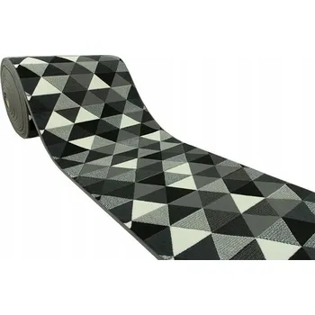 Koberec BĚHOUN KOBERCOVÝ DO PŘEDSÍNĚ šířka 100 cm ŠEDO ČERNÝ TROJÚHELNÍKY LUNA