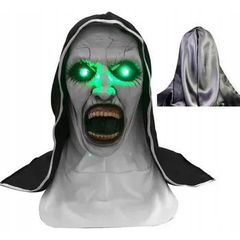 Karnevalová maska Maska na obličej HALLOWEEN latexová maska jeptiška bílá