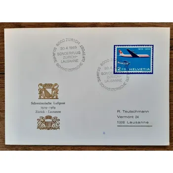 Sběratelství Švýcarsko 899, 50 let švýcarské letecké pošty, r. 1969