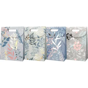 Dárková taška 4x dárková taška krabička 26x32 na suchý zip s větvičkami a květinami