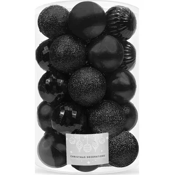 Vánoční dekorace Vánoční Koule zdobená, Vánoční Koule hladká, Sady vánoční koule 6 cm 20 ks