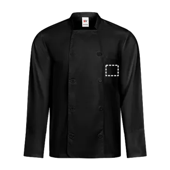 VL KALI. Kuchyňská bunda s dlouhým rukávem (175 g/m²), z bavlny (35 %) a polyesteru (65 %) 1 Horní kapsa, 70 x 60 Transfer, 1 barva