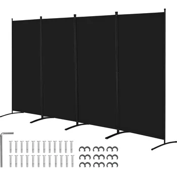 Paraván SucceBuy Paraván Oddělující pokoj 4-panelový 346.4 x 184 cm Černý Do Kanceláře