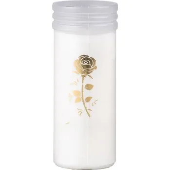 Svíčka Svíčka hřbitovní vklad 165g, zlatá růže 2,5 dne bílá litá