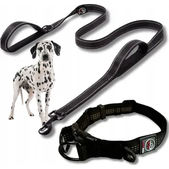 Obojek pro psa Sada OBOJEK a VODÍTKO pro psa, komplet RICO pro střední psy, pevný, velikost M, černá