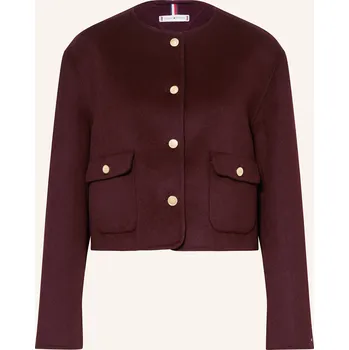 Tommy Hilfiger Dámská Bunda Hranatého Střihu, tmavě červená, 38