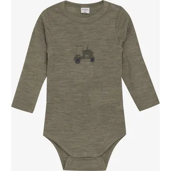 Merino body pro děti s dlouhým rukávem CeLaVi - Khaki Dusky Green Velikost: 50/56