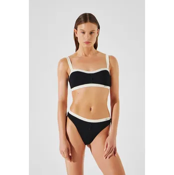 Dámské plavky PLAVKY KARL LAGERFELD MONOCHROME BIKINI BOTTOM WHITE/BLACK